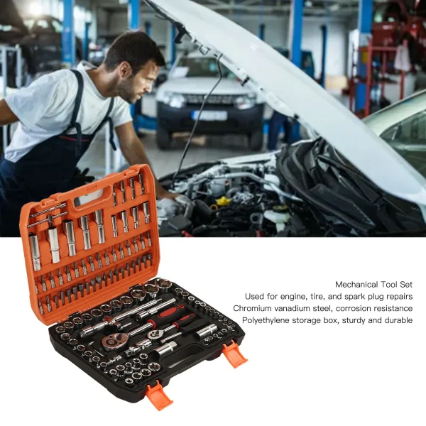 Mechanical Repair Tools Socket Assortment Kit Ratchet and Hex Wrenches Screwdriver Bits Socket Set - Image 6