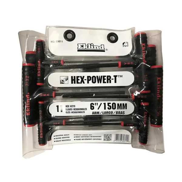 Power T Handle Hex Key 11pc Set Allen Wrench Tool SAE Inch Sizes 5/64-3/8 Industrial Strength Comfortable Grip Durable Alloy - Image 3