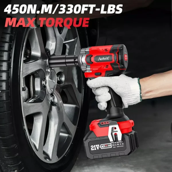 AVHRIT AT450 3/8" Brushless Cordless Impact Wrench 450N.m(330Ft-lbs) w/ 2x4.0Ah makita Compact Power Tool Kit - Image 4