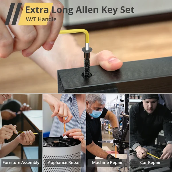 Hex Keys Coloured Set 18 Pieces SAE Metric Long Arm Ball End Hex Key Allen Wrench Set T-Handle Wrenches Set Tools - Image 5