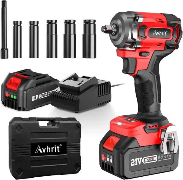 AVHRIT AT450 3/8" Brushless Cordless Impact Wrench 450N.m(330Ft-lbs) w/ 2x4.0Ah makita Compact Power Tool Kit - Image 2