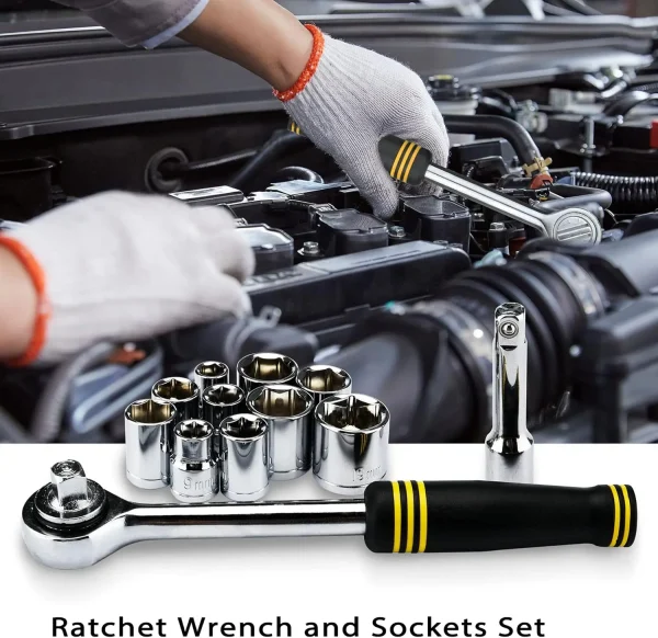 NSOUR 61-Piece Tool Set Kit Mechanic Tool Set Socket Wrench Set Auto Repair Household Repair Hand - Image 4