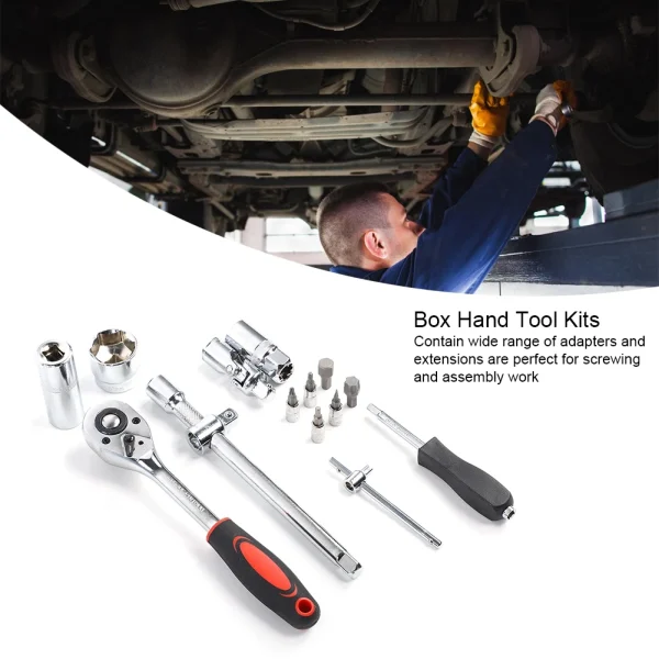 108Pcs Ratchet Wrench Set 1/4in 1/2in CR40 Steel Socket Set Tool Case Box Hand Tool Kits - Image 2